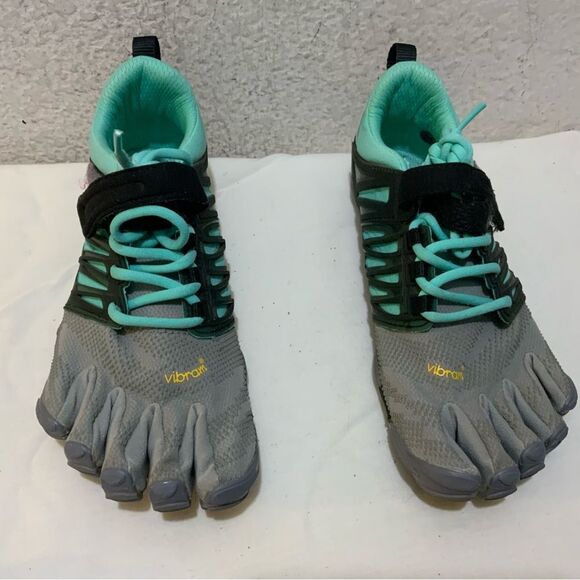 Vibram Five Fingers V-Train Cross Trainer Grey/Black/Aqua 18W6601 Wmn Size 7.5-8 - Picture 2 of 12